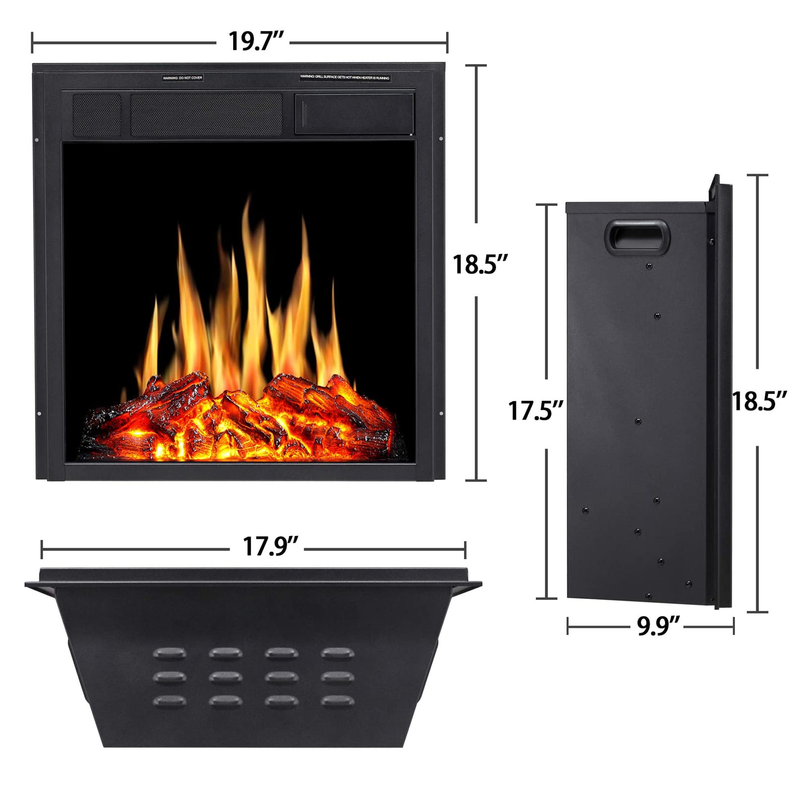 R.W.FLAME 43"Electric Fireplace Mantel Wooden Surround Firebox,750W/1500W R.W.FLAME