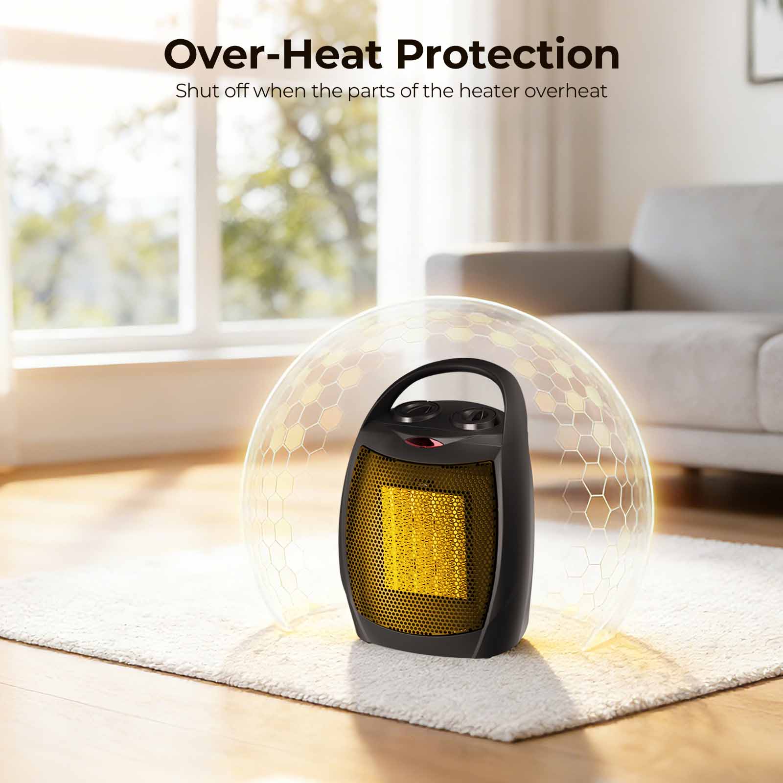 R.W.FLAME Portable Ceramic Space Heater with Adjustable Thermosta, 750W/1500W