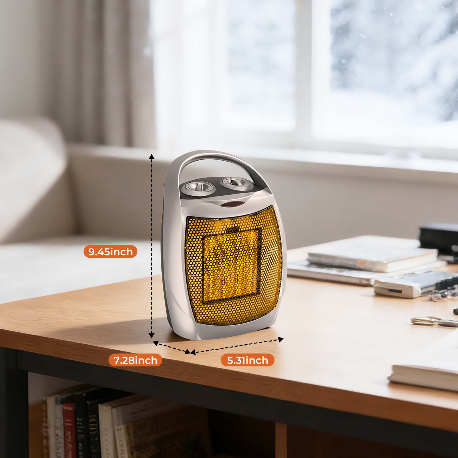 R.W.FLAME Portable Ceramic Space Heater with Adjustable Thermosta, 750W/1500W