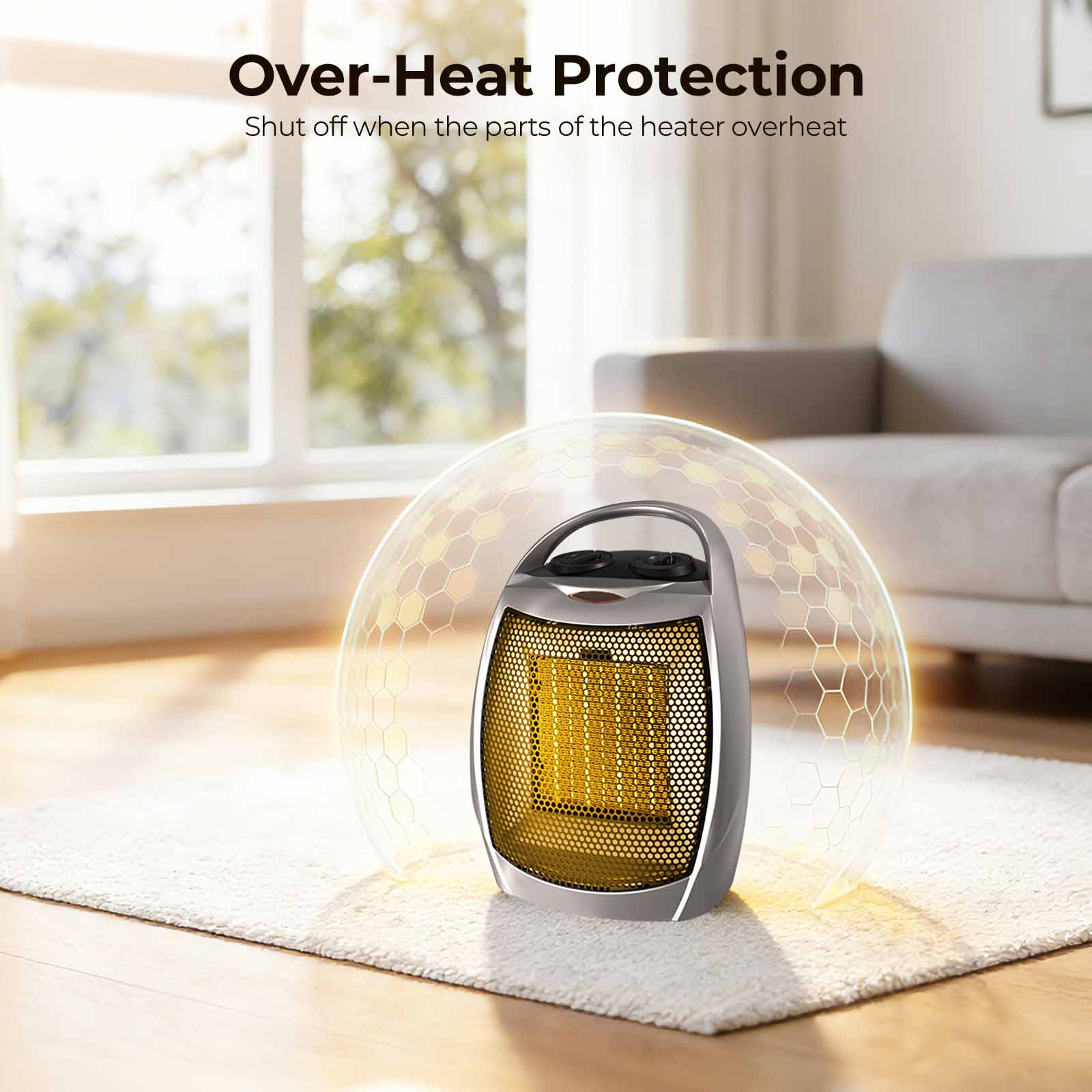 R.W.FLAME Portable Ceramic Space Heater with Adjustable Thermosta, 750W/1500W