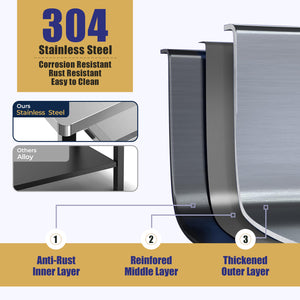 R.W.FLAME Portable Folding Stainless Steel Grill Prep Table with Wheels for Camping Tailgating
