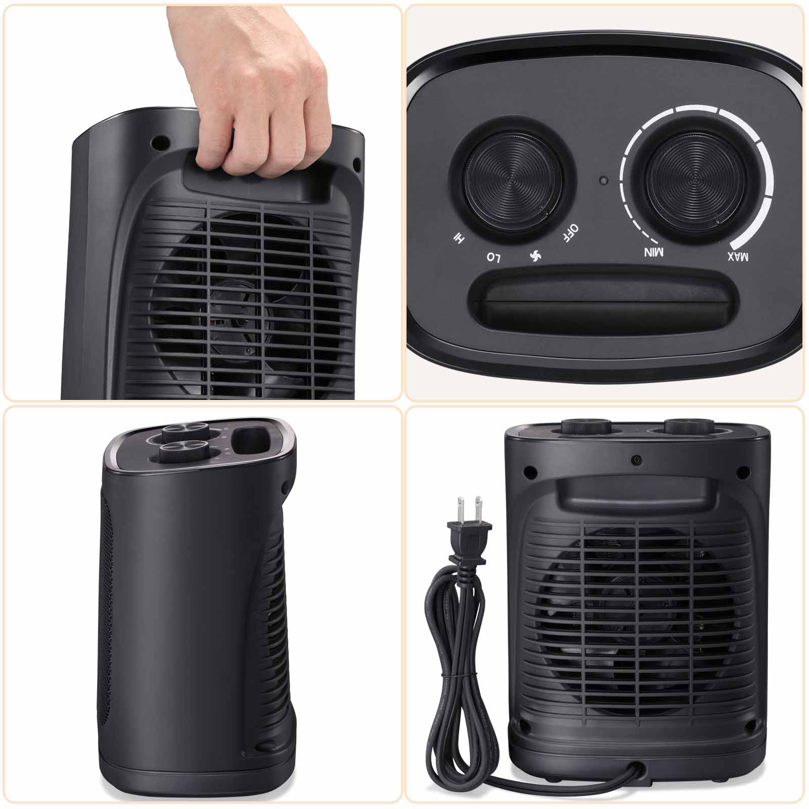 R.W.FLAME Portable Space Heater with Thermostat, Electric Space Heater,3 Modes