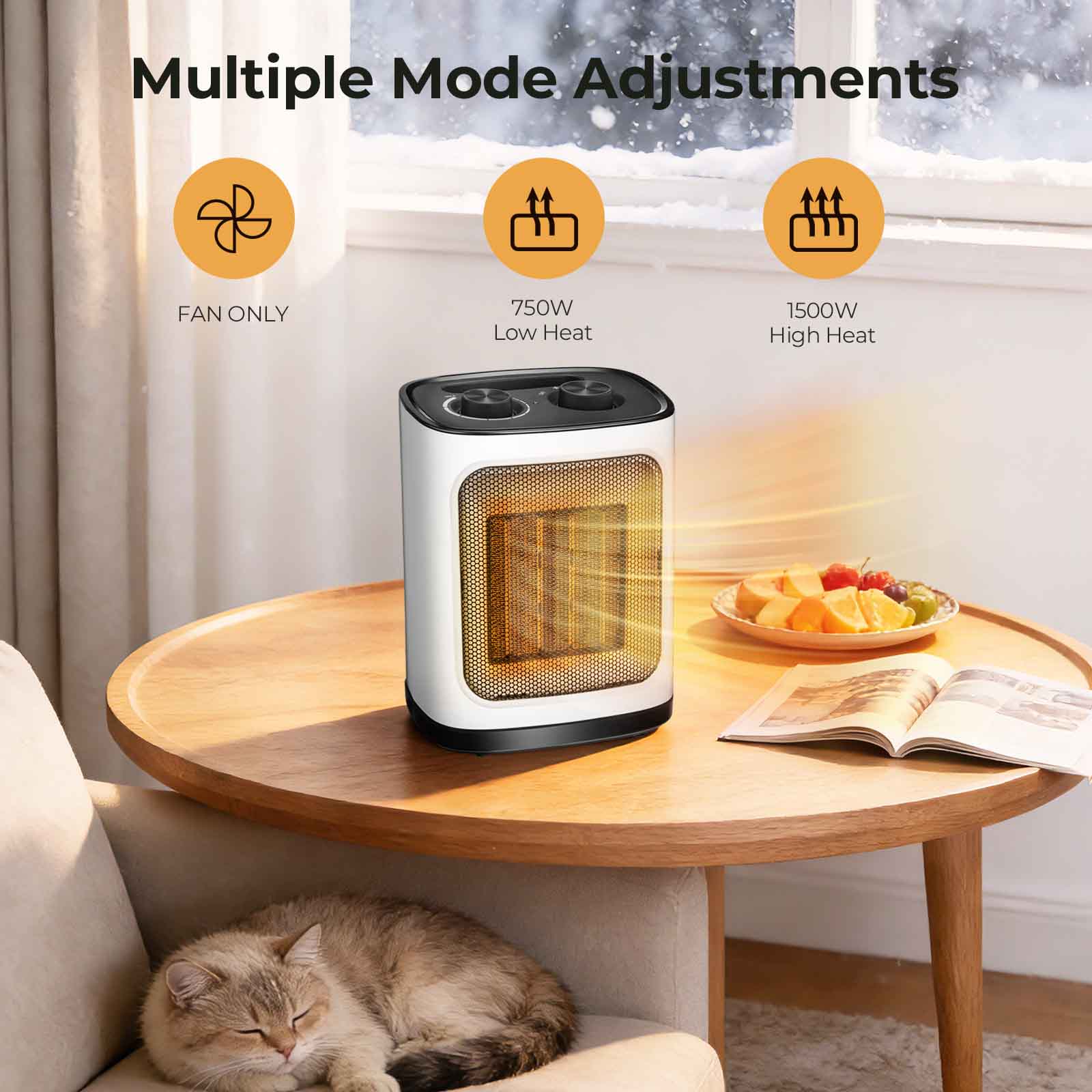 R.W.FLAME Portable Space Heater with Thermostat, Electric Space Heater,3 Modes