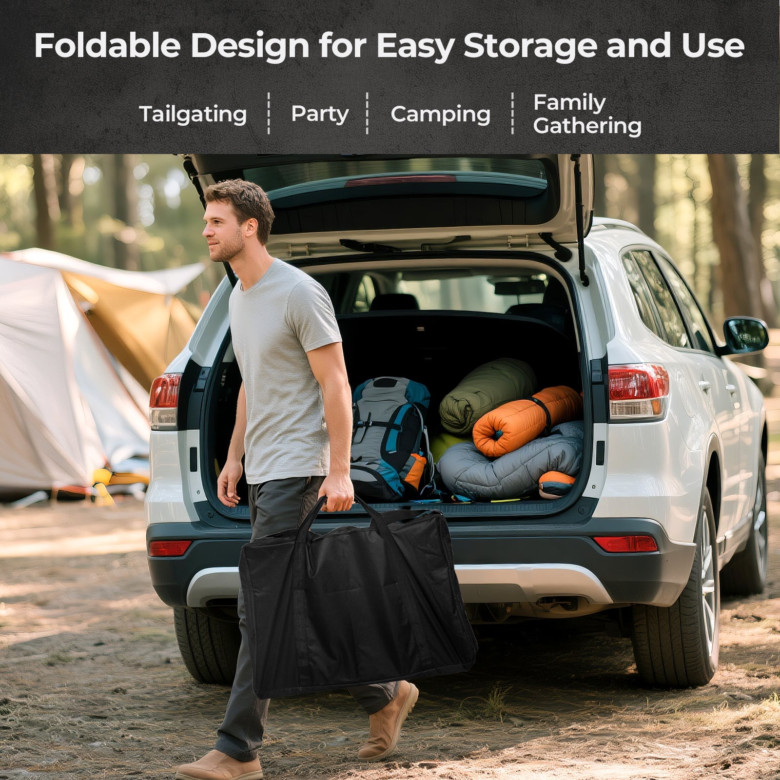 R.W.FLAME Portable Stainless Steel Grill Prep Table with Adjustable and Folding Legs