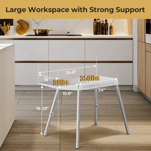 R.W.FLAME Portable Stainless Steel Grill Prep Table with Adjustable and Folding Legs