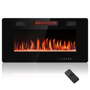 R.W.FLAME 30-68 Inch Electric Fireplace Ultra-Thin Recessed and Wall Mounted with Adjustable Flame and Remote, 750-1500W