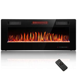 R.W.FLAME 30-68 Inch Electric Fireplace Ultra-Thin Recessed and Wall Mounted with Adjustable Flame and Remote, 750-1500W