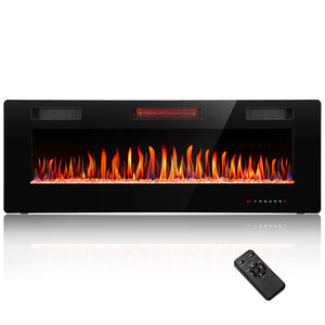 R.W.FLAME 30-68 Inch Electric Fireplace Ultra-Thin Recessed and Wall Mounted with Adjustable Flame and Remote, 750-1500W