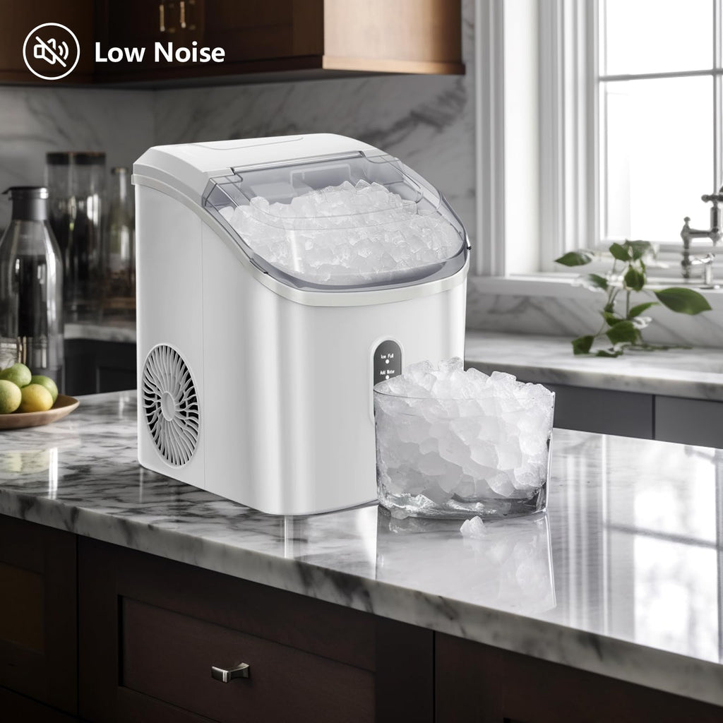 R.W.FLAME Nugget Ice Maker Countertop, Portable Ice Maker Machine with Self-Cleaning Function