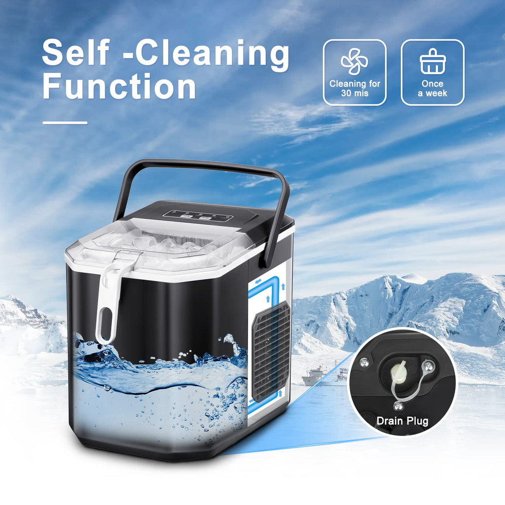 AGLUCKY Ice Makers Countertop, Self-Cleaning, 26Lbs/24H, 9 Ice