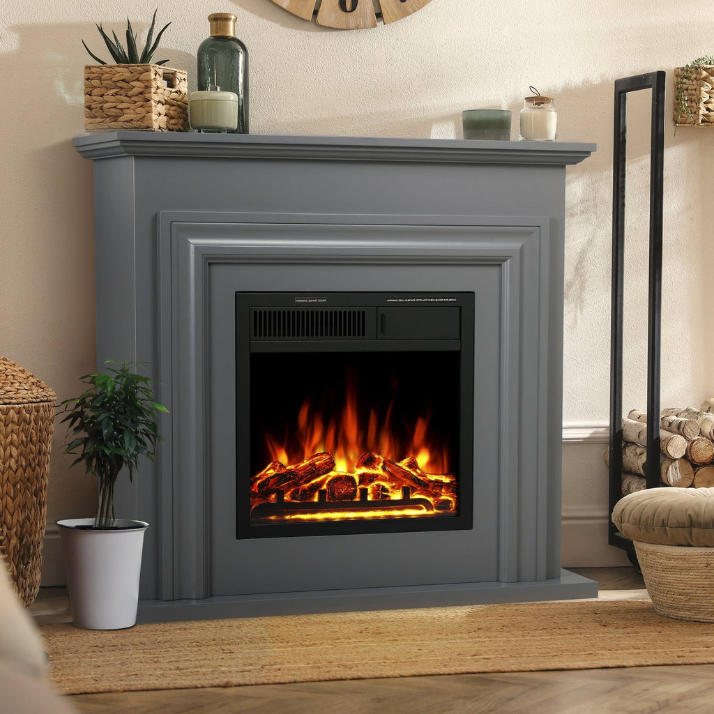 R.W.Flame 36'' Electric Fireplace with Mantel Package ,750-1500W, Grey
