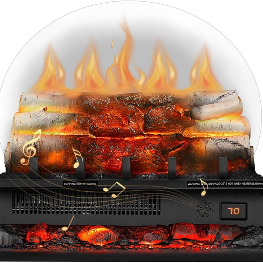 EchoGlow Birch Luxe – 20" Log Set with Sound_R.W.FLAME Electric Fireplace Log Heater,20" Fireplace Log Set with Crackling Sound R.W.FLAME