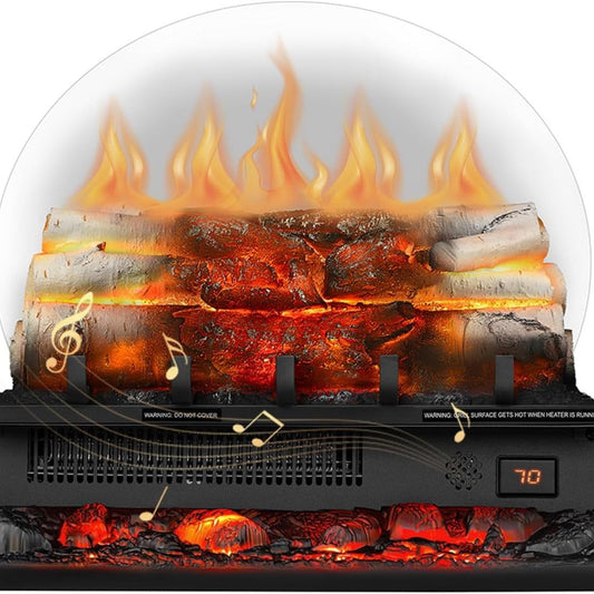 EchoGlow Birch Luxe – 20" Log Set with Sound_R.W.FLAME Electric Fireplace Log Heater,20" Fireplace Log Set with Crackling Sound R.W.FLAME