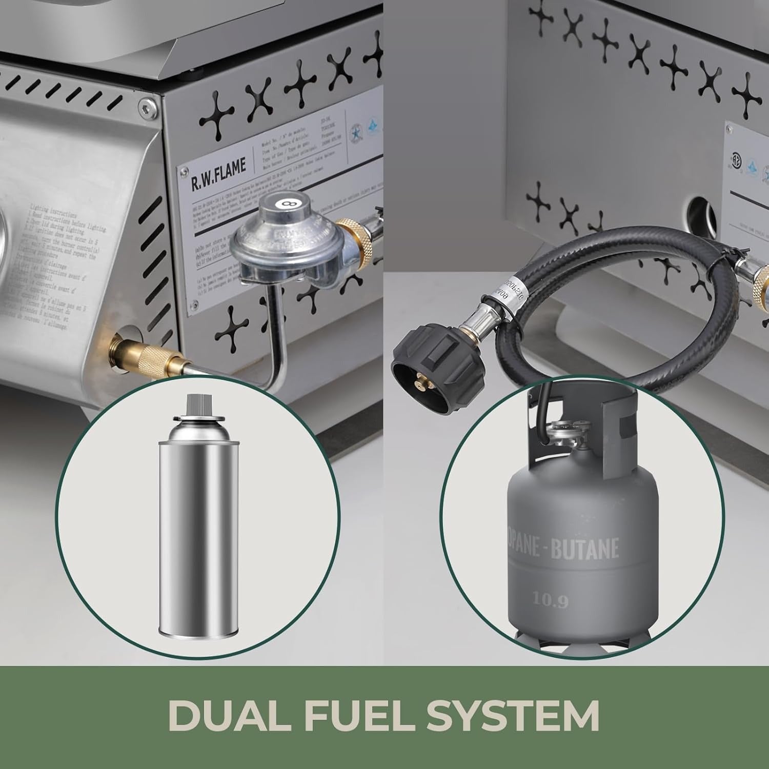 R.W.FLAME 3-Burner 24,000 BTU Tabletop Propane Gas Grill Stainless Steel Portable Outdoor Griddle R.W.FLAME