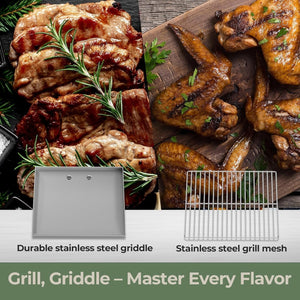 R.W.FLAME 3-Burner 24,000 BTU Tabletop Propane Gas Grill Stainless Steel Portable Outdoor Griddle R.W.FLAME