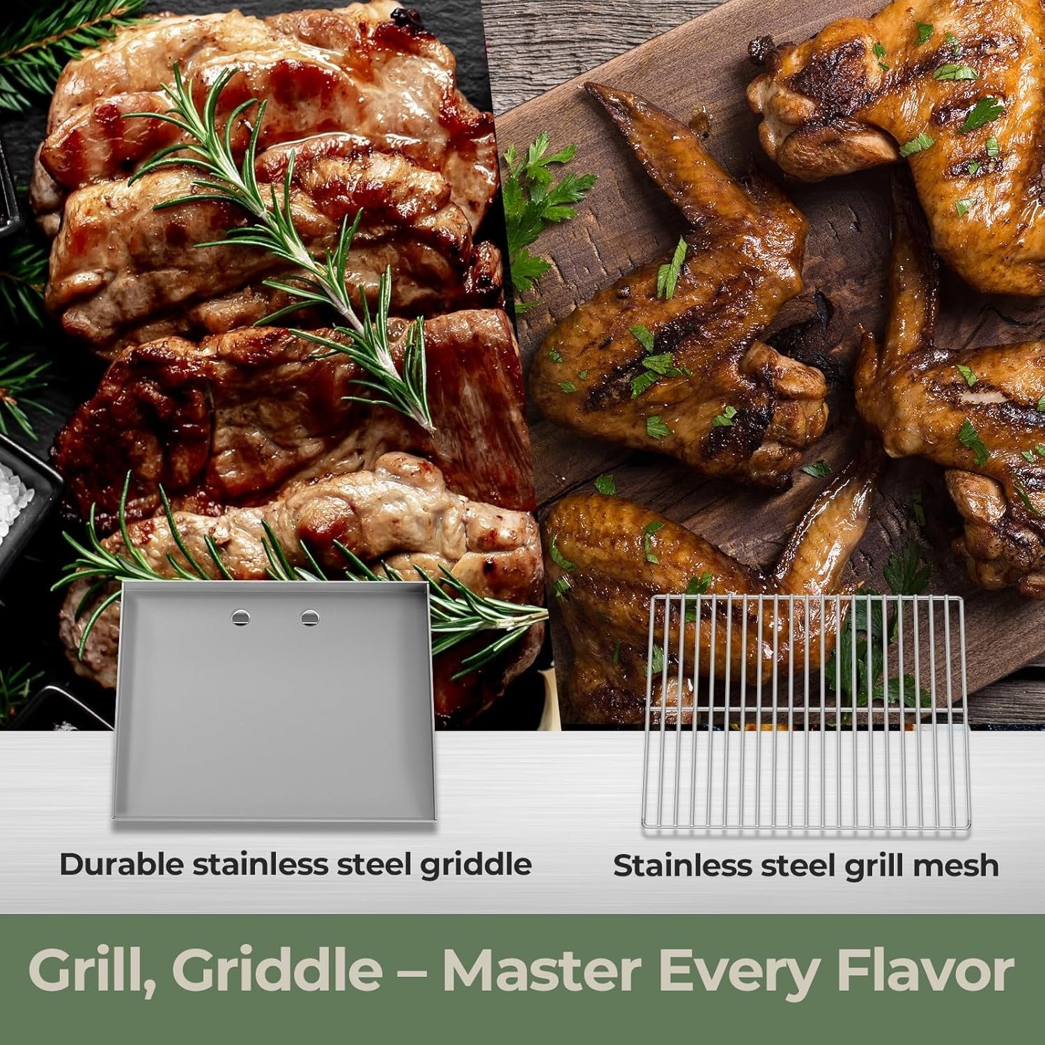 R.W.FLAME 3-Burner Tabletop Propane Gas Grill Stainless Steel Portable Outdoor Griddle,24,000 BTU Compact Flat Top Camping BBQ Grill,347 Sq. In. Cooking Area