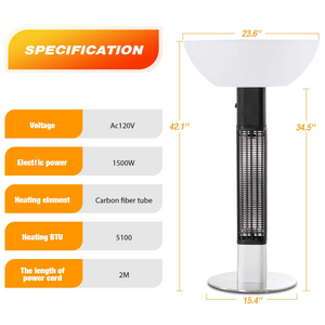 R.W.FLAME 1500W Electric Patio Heater|Waterproof Outdoor/Indoor R.W.FLAME