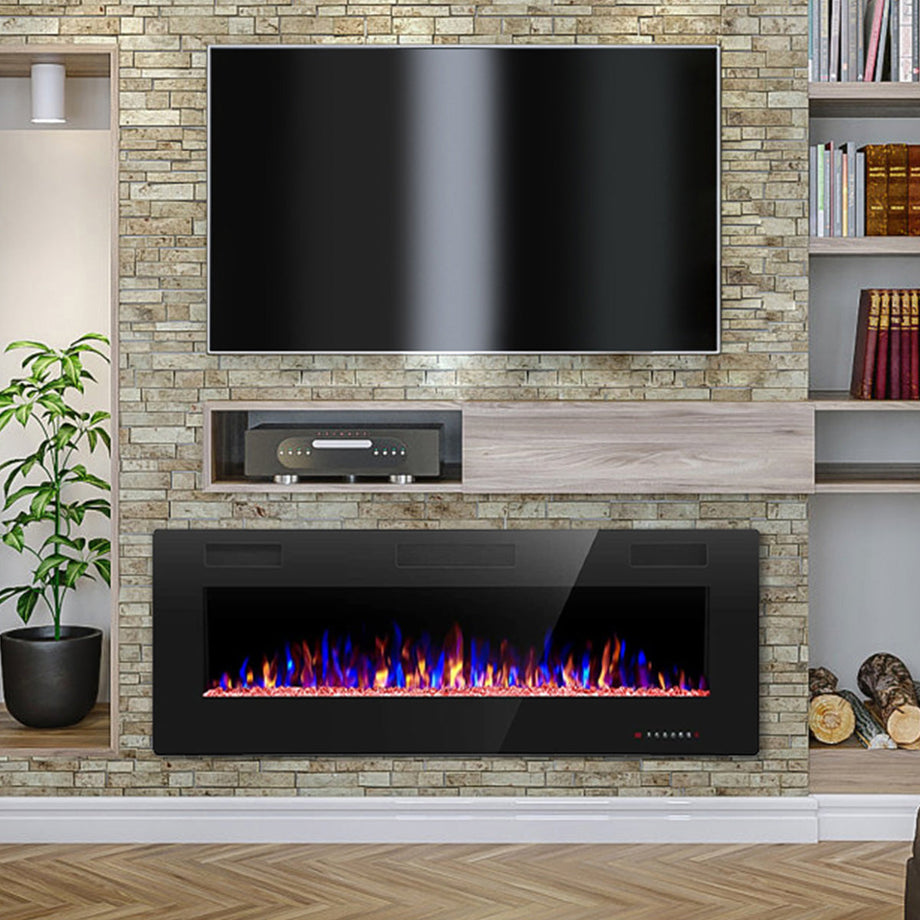 R.W.FLAME 60'' Recessed Electric Fireplace Heater, 750W-1500W