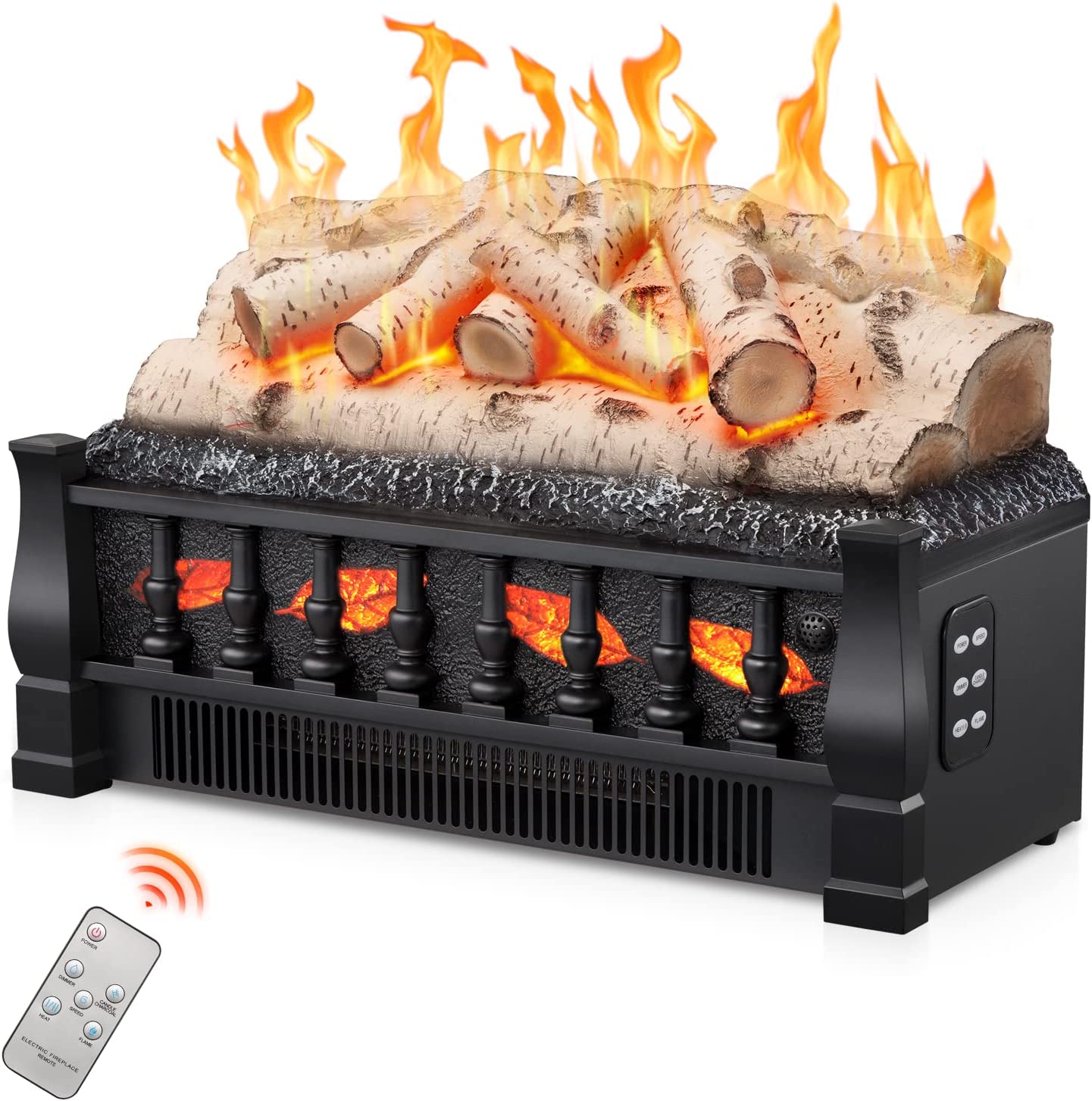 EchoGlow Birch 20" Log Set_R.W.FLAME Electric Fireplace Log Set Heater with Remote Control