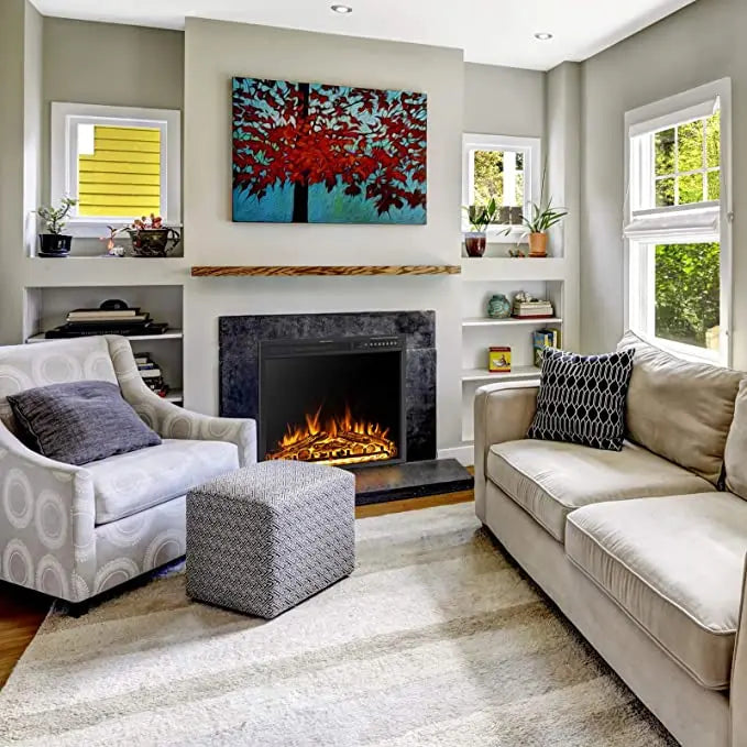 R.W.FLAME 34''Electric Fireplace Insert, Infrared Electric Fireplace,  750W/1500W R.W.FLAME