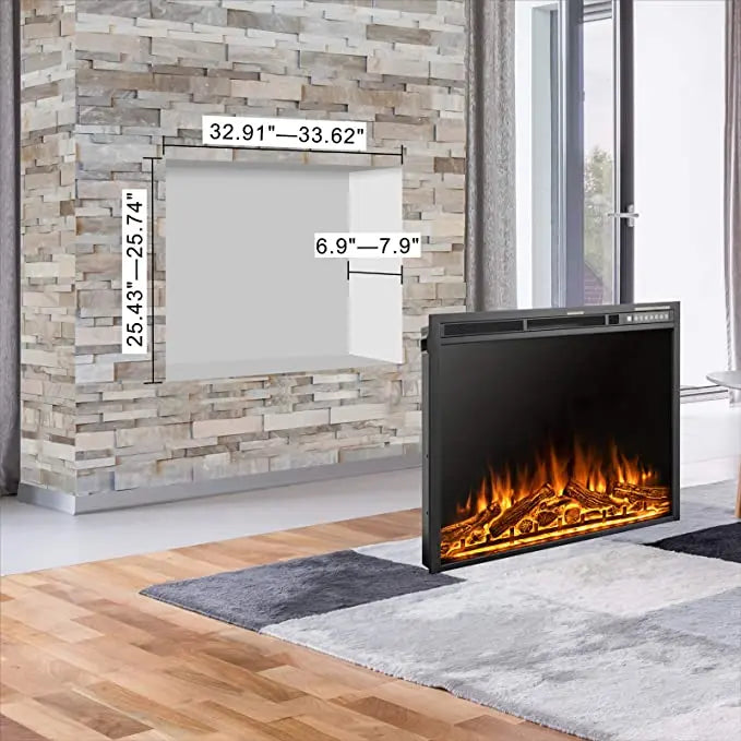 R.W.FLAME 34''Electric Fireplace Insert, Infrared Electric Fireplace,  750W/1500W R.W.FLAME
