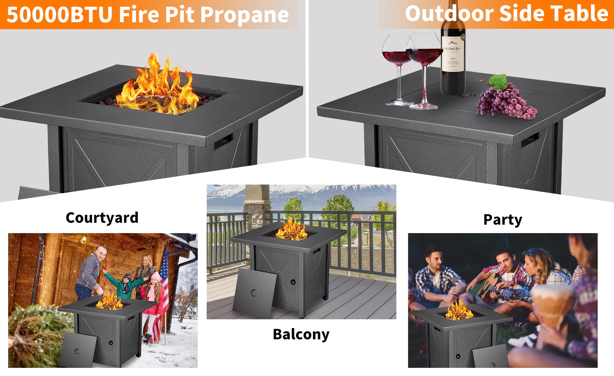 R.W.FLAME 28 inch Propane Fire Pit,2 in 1 Fire Pit Table 40,000 BTU