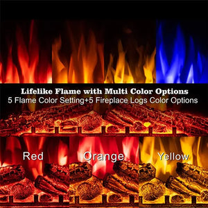 R.W.FLAME 34''Electric Fireplace Insert, Infrared Electric Fireplace,  750W/1500W R.W.FLAME