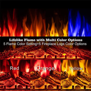 R.W.FLAME 37''Electric Fireplace Insert, Infrared Electric Fireplace, Log and Flame, 750W/1500W R.W.FLAME