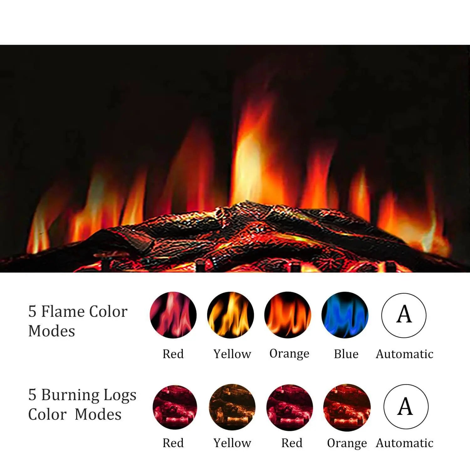 R.W.FLAME 36/39" Freestanding & Recessed Electric Fireplace Insert, 750W-1500W R.W.FLAME