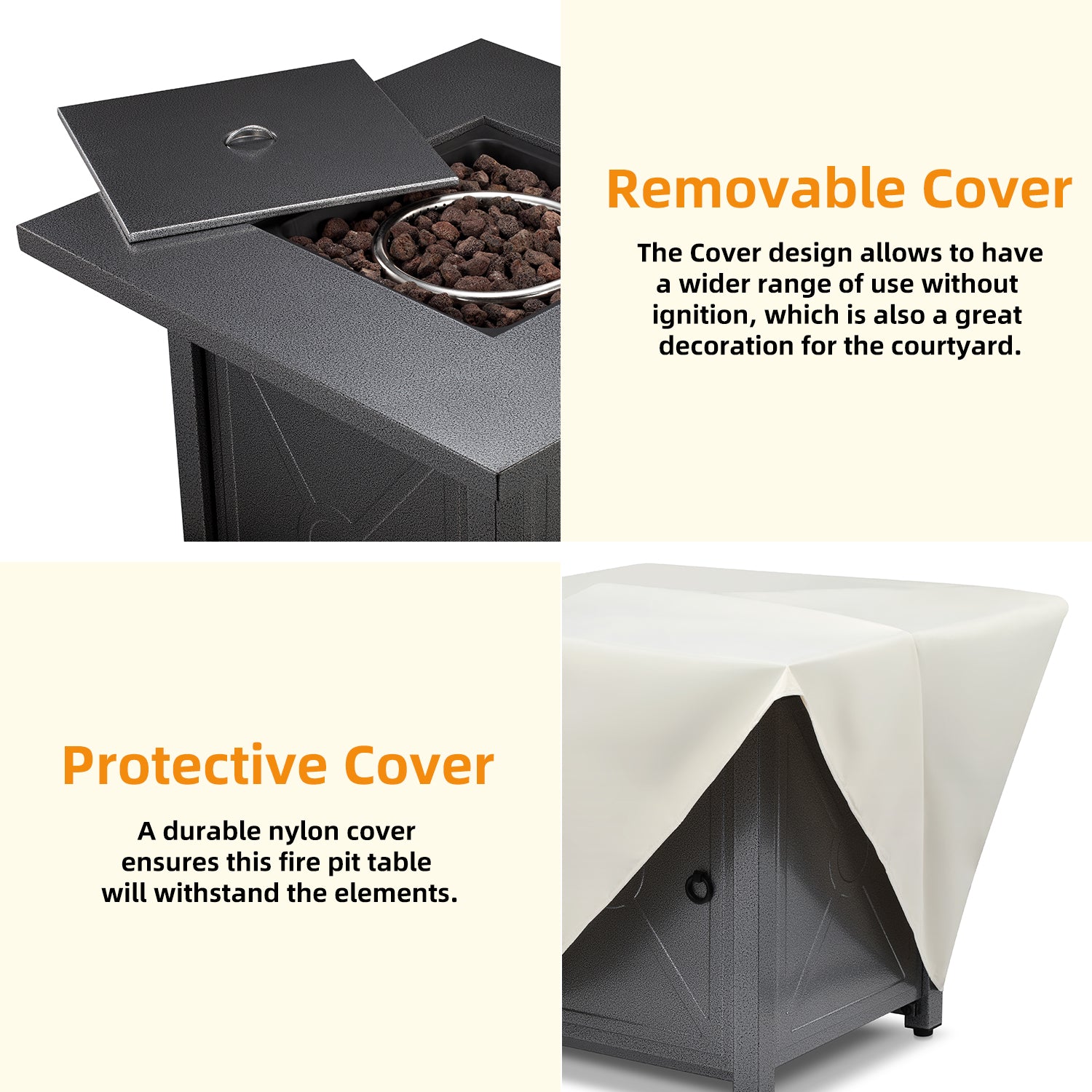 R.W.FLAME 28 inch Propane Fire Pit,2 in 1 Fire Pit Table 40,000 BTU