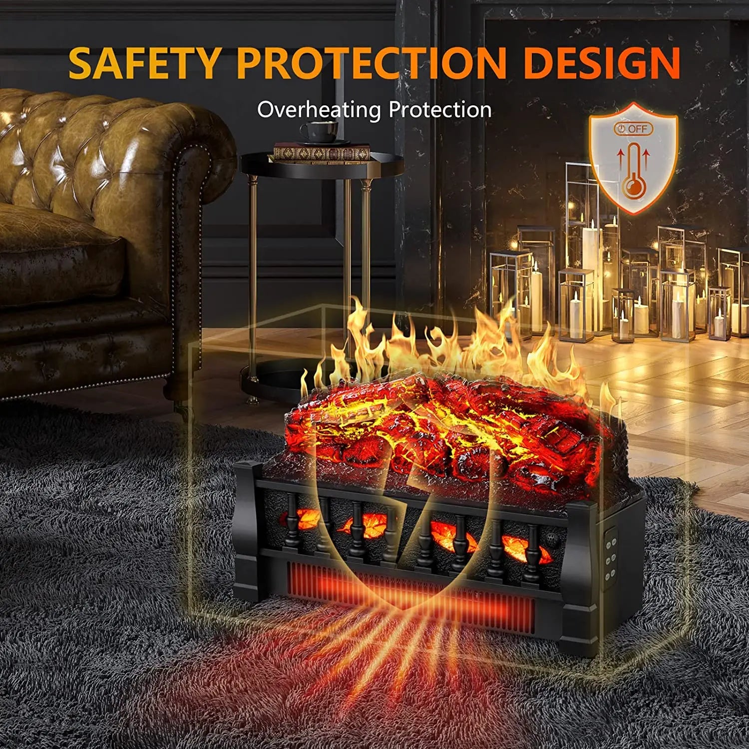 EchoGlow Ember 20" Log Set_R.W.FLAME Electric Fireplace Log Set Heater with Remote Control, 750W/1500W R.W.FLAME