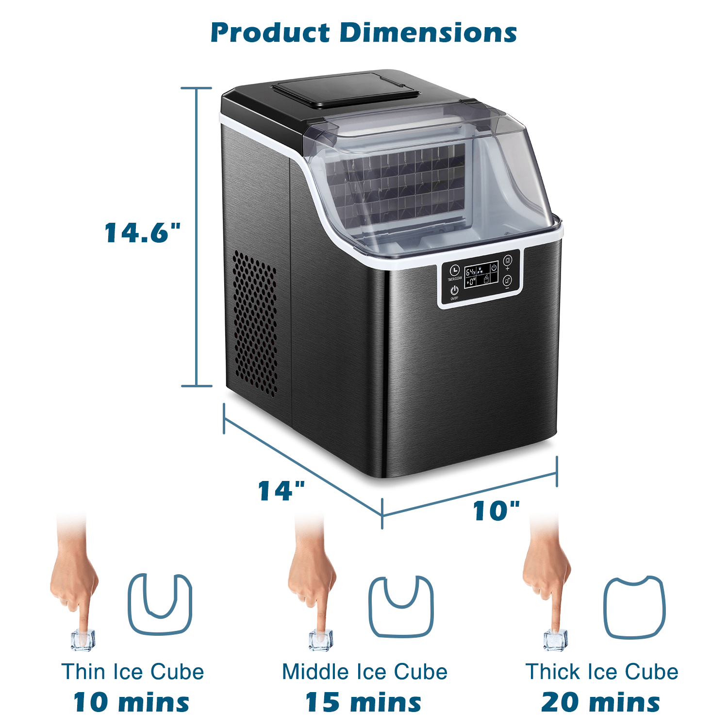 EUHOMY Countertop Ice Maker Machine, 40Lbs/24H Auto Self-Cleaning, 24 Pcs  Ice/13 Mins, Portable Compact Ice Maker with Ice Scoop & Basket, Perfect  for