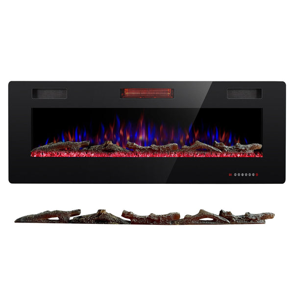R.W.FLAME 60'' Recessed Electric Fireplace Heater, 750W-1500W