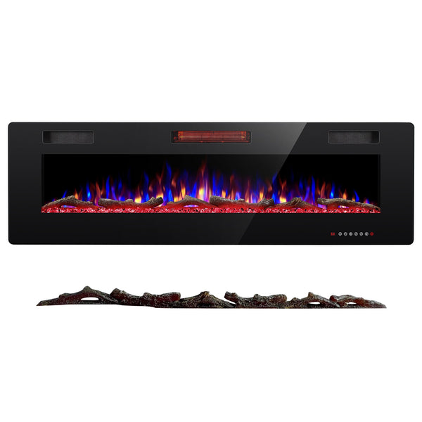 R.W.FLAME 60'' Recessed Electric Fireplace Heater, 750W-1500W