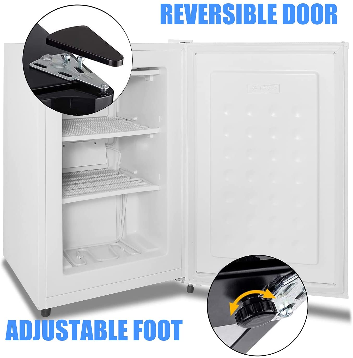 RWFLAME Mini congelador, 2.1 pies cúbicos de ahorro de energía, congelador  pequeño con puerta individual reversible para el hogar, dormitorios