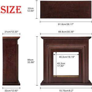 R.W.FLAME 36'' Electric Fireplace with Mantel Package,750-1500W, Brown R.W.FLAME