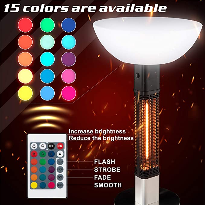 R.W.FLAME 1500W Electric Patio Heater|Waterproof Outdoor/Indoor