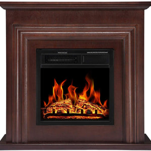 R.W.FLAME 36'' Electric Fireplace with Mantel Package,750-1500W, Brown R.W.FLAME