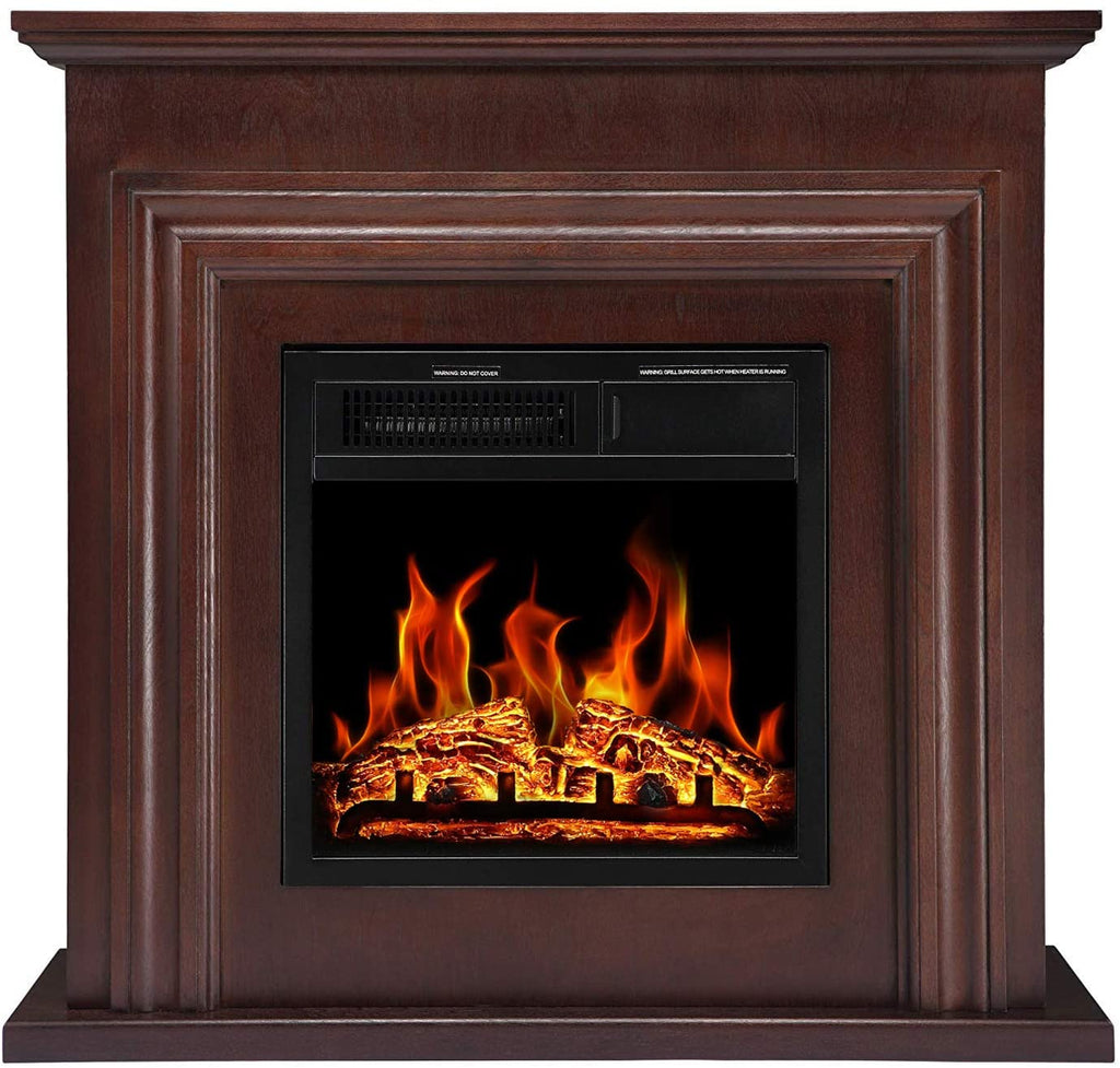 R.W.Flame 36'' Electric Fireplace with Mantel Package,750-1500W, Brown