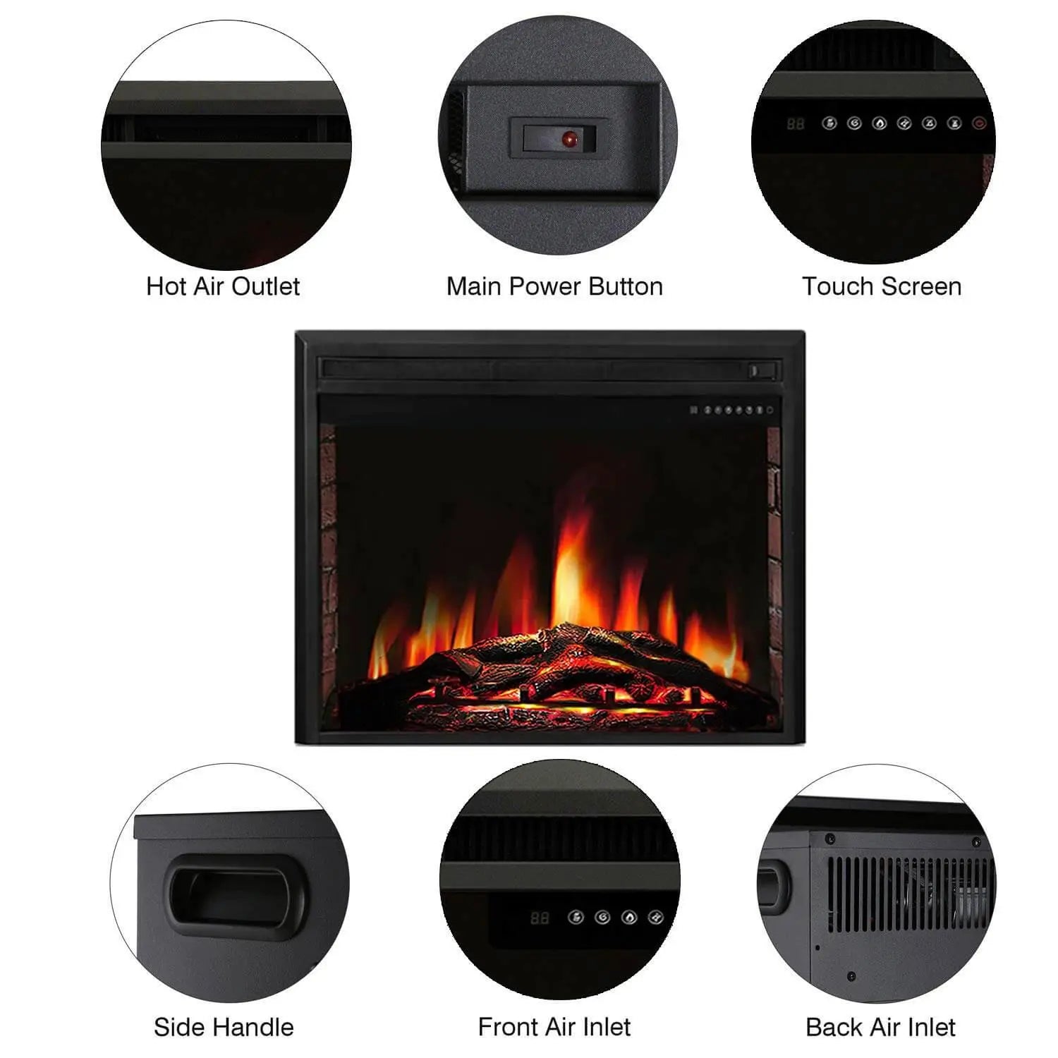 R.W.FLAME 36/39" Freestanding & Recessed Electric Fireplace Insert, 750W-1500W R.W.FLAME