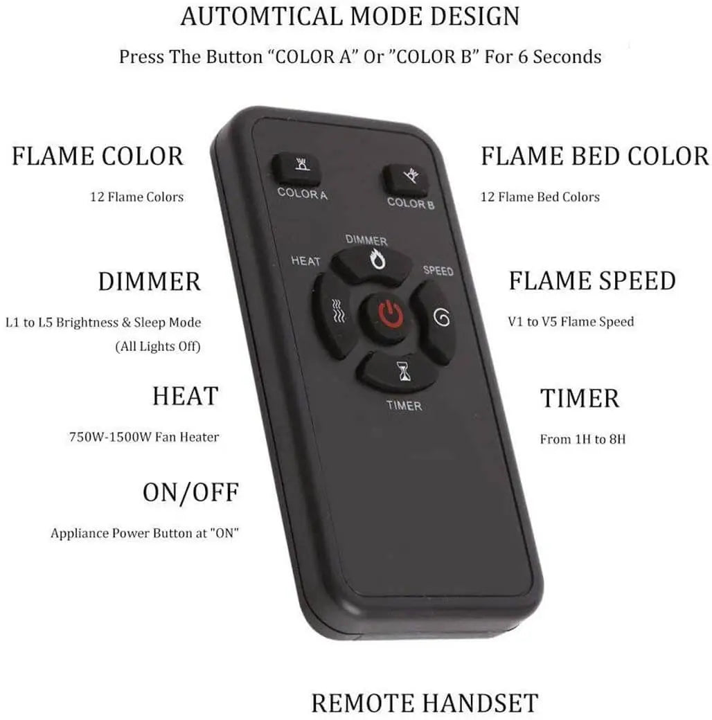 Remote Handset Electric Fireplace