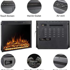 R.W.FLAME 37''Electric Fireplace Insert, Infrared Electric Fireplace, Log and Flame, 750W/1500W R.W.FLAME