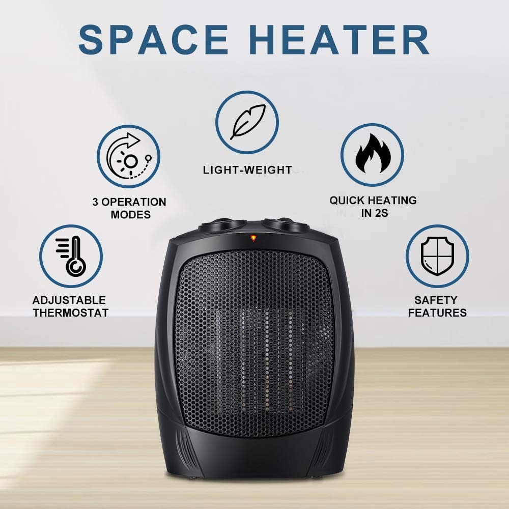 R.W.Flame Small Space Heater Electric Portable Heater Fan