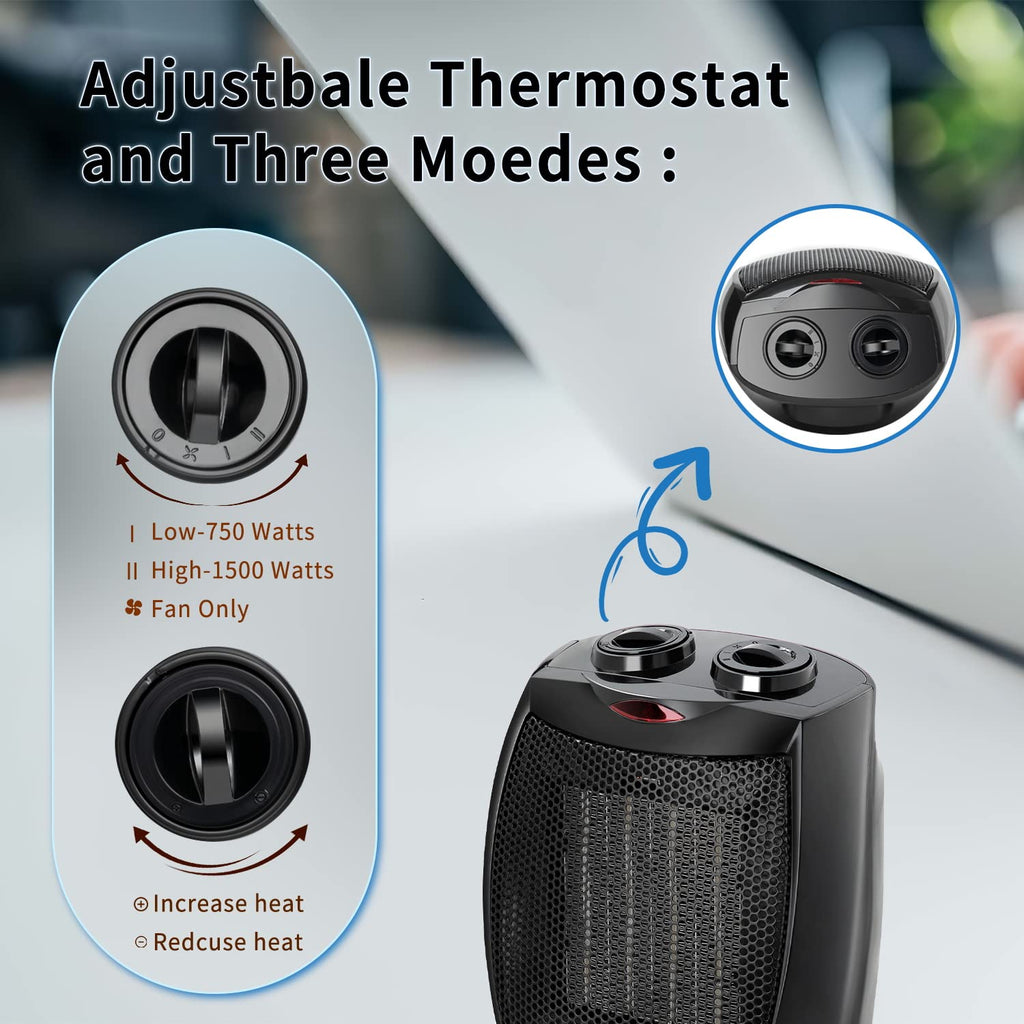 R.W.Flame Small Space Heater Electric Portable Heater Fan