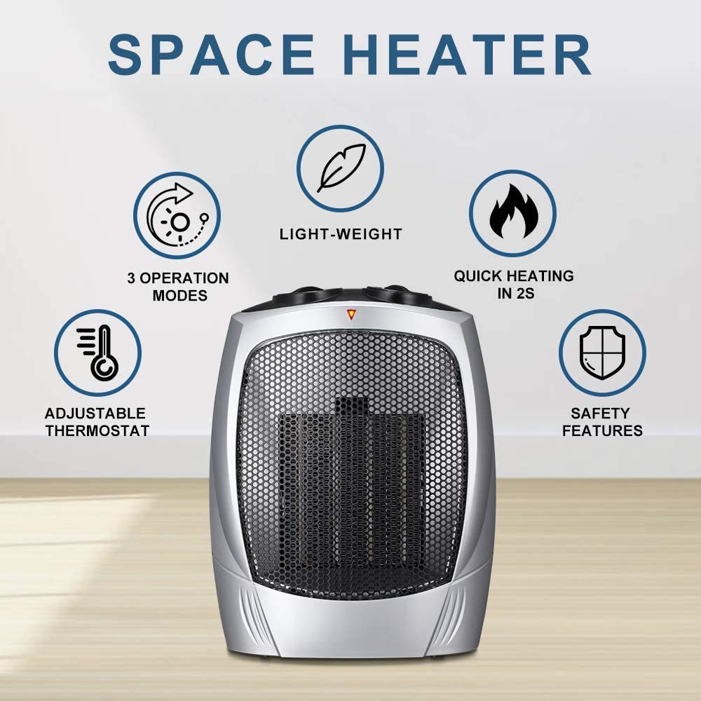 R.W.Flame Small Space Heater Electric Portable Heater Fan