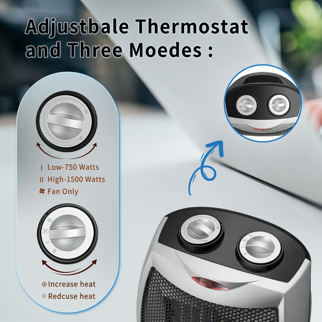R.W.Flame Small Space Heater Electric Portable Heater Fan