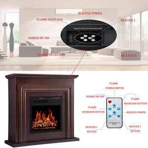 R.W.FLAME 36'' Electric Fireplace with Mantel Package,750-1500W, Brown R.W.FLAME