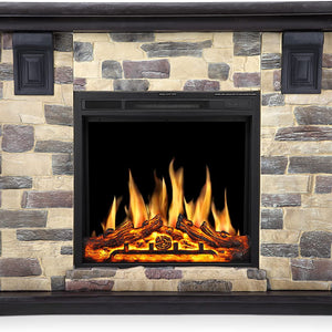R.W.FLAME Electric Fireplace Mantel Package, 50 inch Freestanding Stone Fireplace Heater TV Stand with Remote Control R.W.FLAME