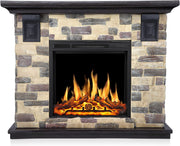 R.W.FLAME Electric Fireplace Mantel Package, 50 inch Freestanding Stone Fireplace Heater TV Stand with Remote Control R.W.FLAME