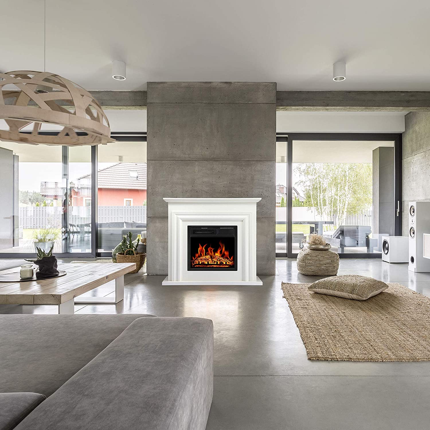 R.W.FLAME 36'' Electric Fireplace with Mantel Package,750 - 1500W R.W.FLAME